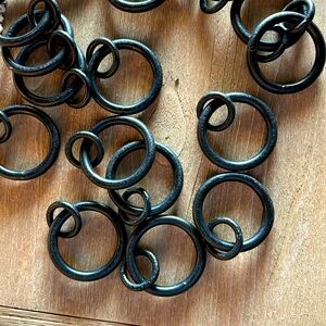 (17) Pottery Barn Black CAST IRON Double Rings Large Curtains / Drapes